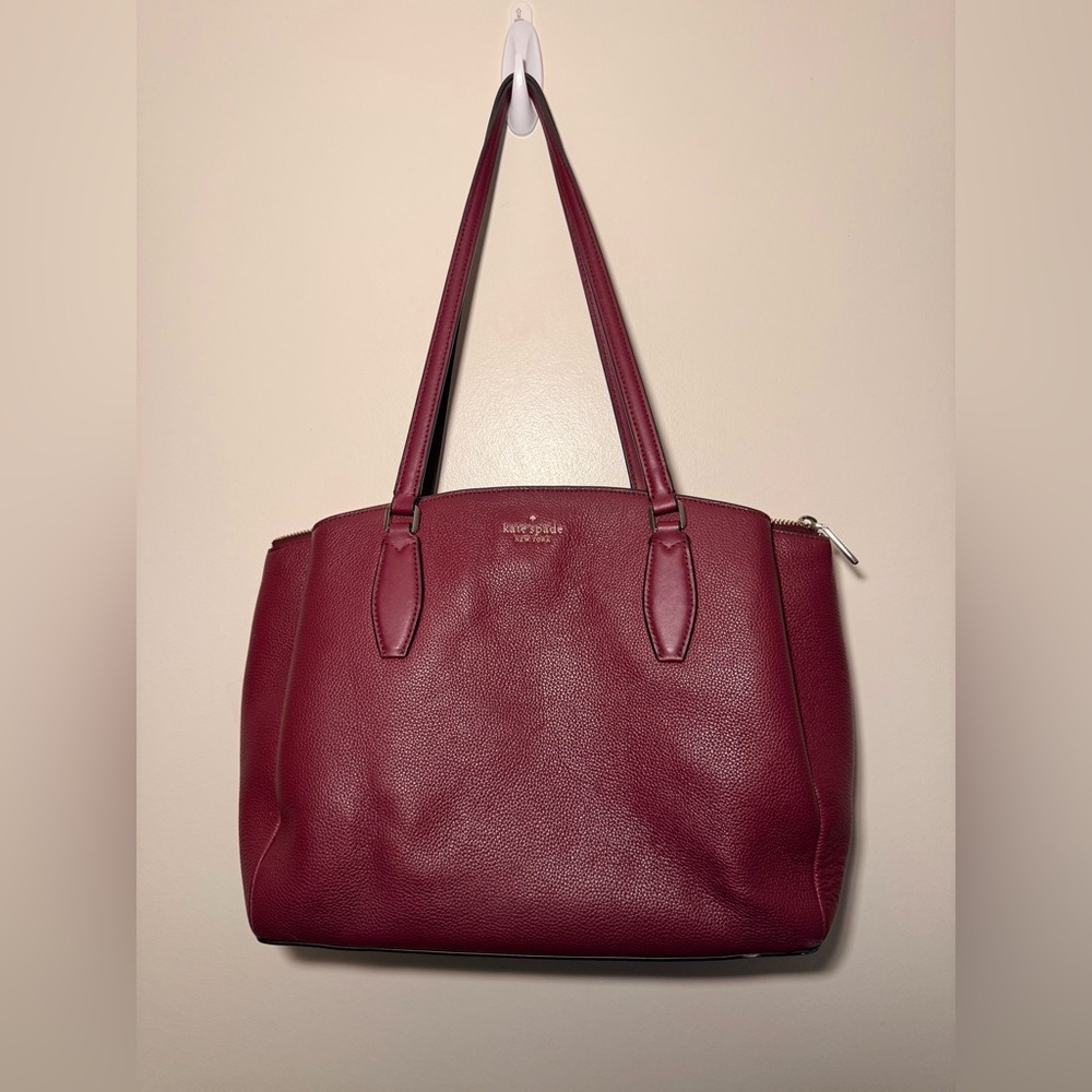 Pre-Loved Kate Spade Burgundy Monet Large Triple Compartment Tote